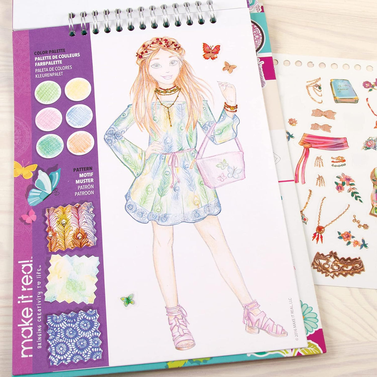 Make It Real Fashion Sketchbook Creative Coloring & Design Kit for Girls
