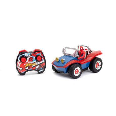 Jada Spider-Man Buggy RC with Non-Removable Spider-Man Figure – 7 Turbo Button Full-Function Remote Control Ages 6+ Red/Blue