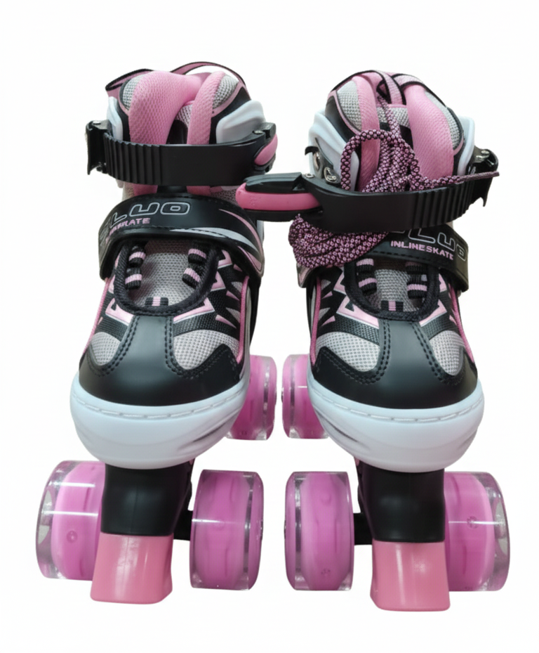 Adjustable Roller Skates Flashing Wheels Pink