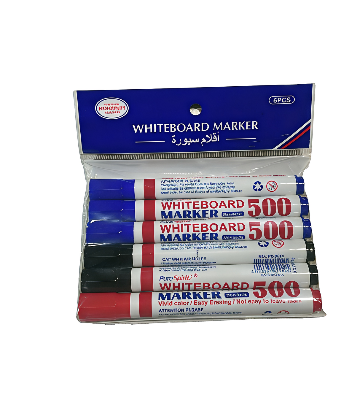 Dry Erase Whiteboard Markers 6-Pack - Chisel Tip, Low Odor