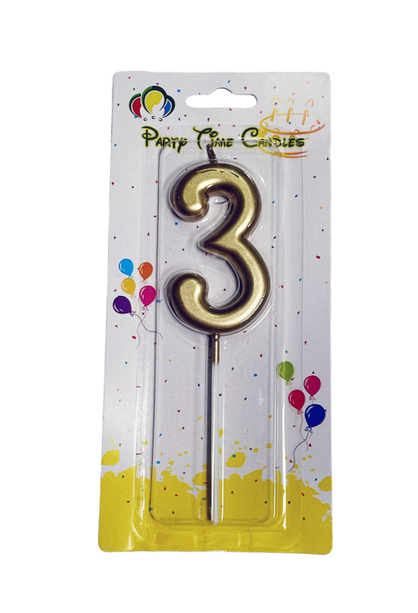 Age 3 Gold Candle Birthday Party Decoration