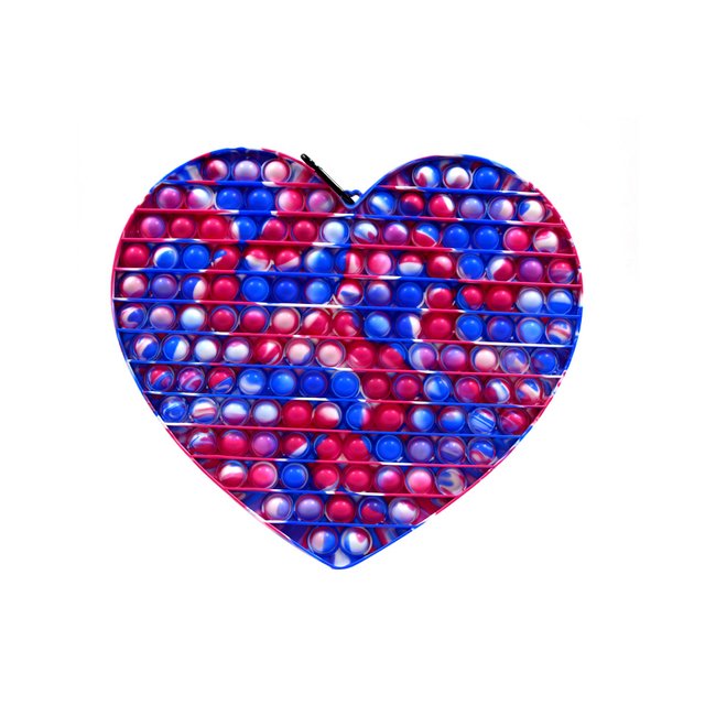 Heart Fidget Pop It Toy 30cm Blue Pink