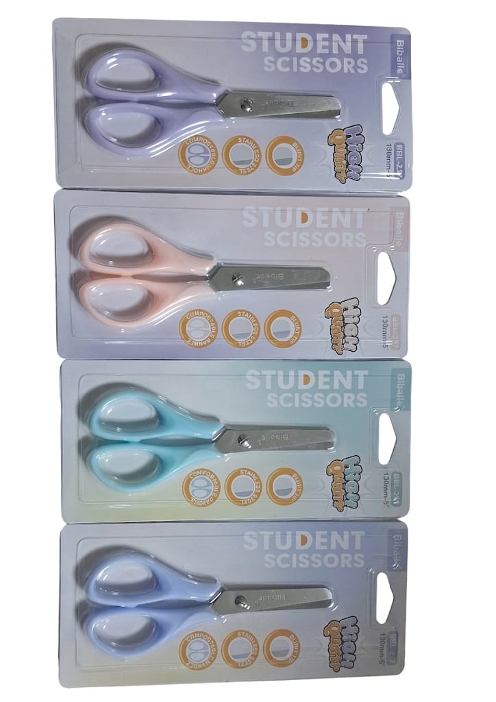Student Scissors 130mm Stainless Steel – 4 Assorted Colors