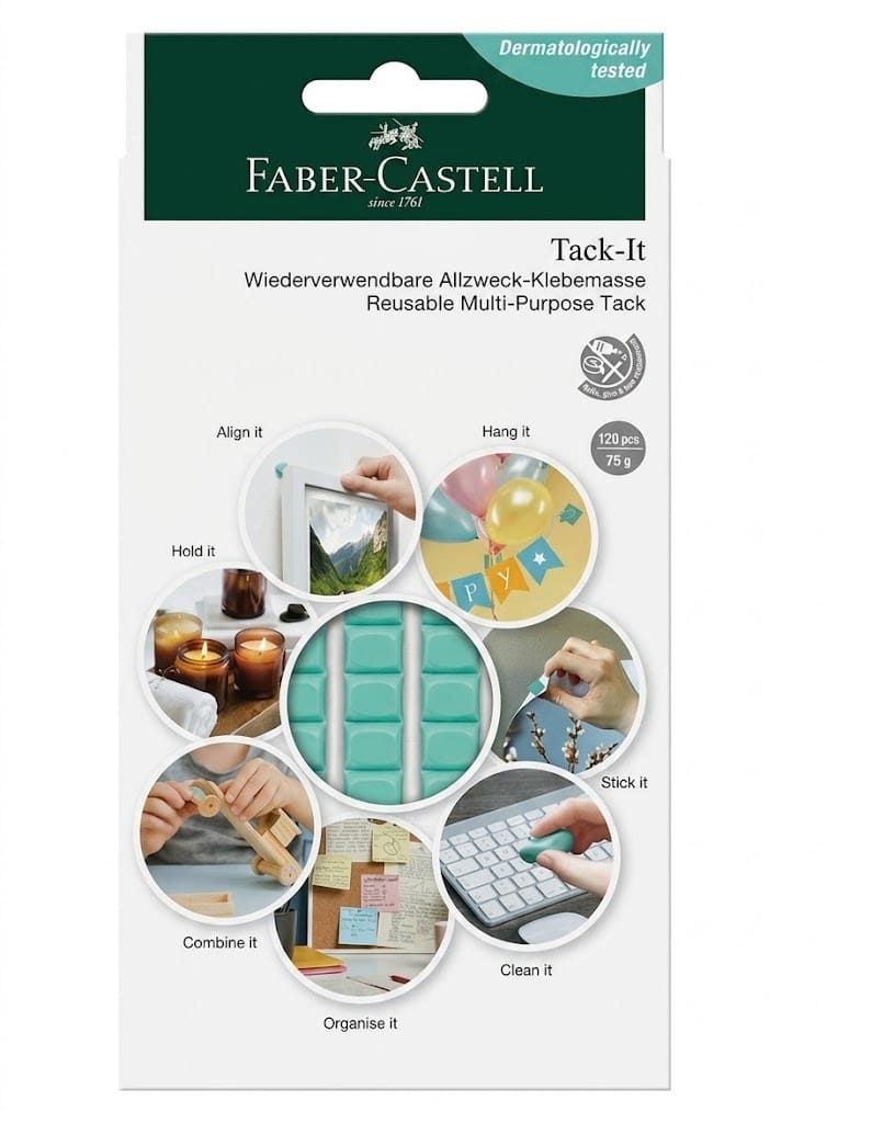 Faber-Castell Tack-It Removable Adhesive – Green, 120 Pieces