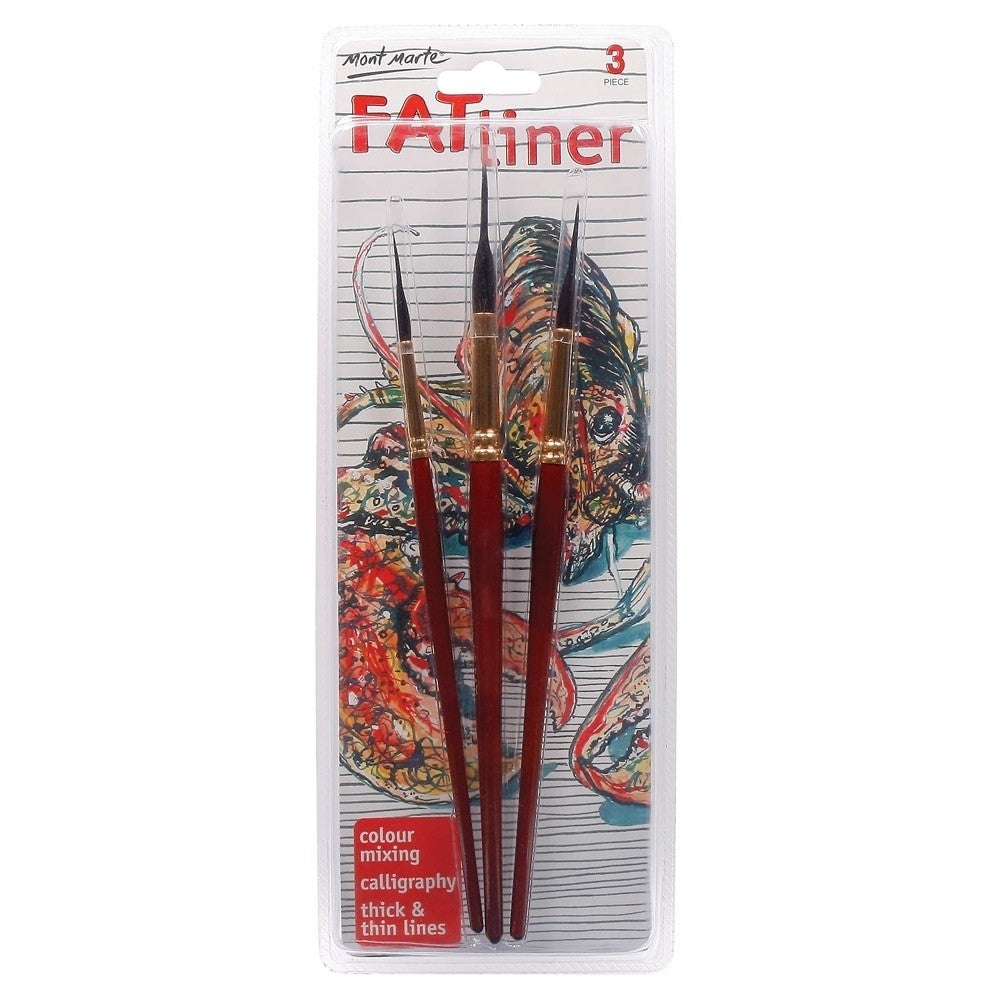 Mont Marte Fat Liner Brush Set Premium Taklon/Squirrel 16, 10, 6