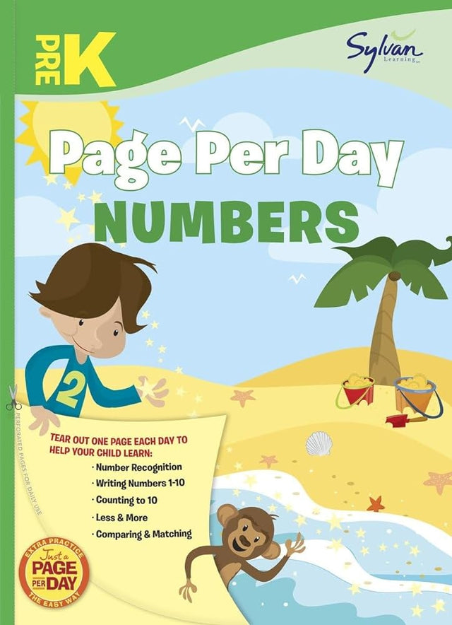 Book cover image of Pre-K Page Per Day: Numbers: Number Recognition, Writing Numbers 1-10, Counting to 10, Less and More, Comparing and Matching (Sylvan Page Per Day Series, Math)