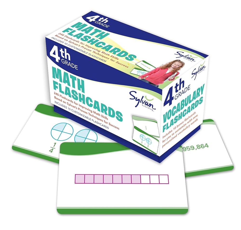 Book cover image of 4th Grade Math Flashcards: 240 Flashcards for Improving Math Skills (Place Value, Comparing Numbers, Rounding Numbers, Fractions, Decimals, Measurements, Geometry) (Sylvan Math Flashcards)