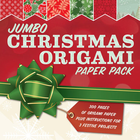 Jumbo Christmas Origami Paper Pack: 285 Sheets of Origami Paper Plus Instructions for 3 Festive Projects - product image