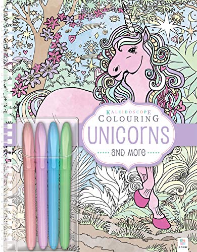 Book cover image Kaleidoscope Colouring with Pastel Markers: Unicorns (spiral
