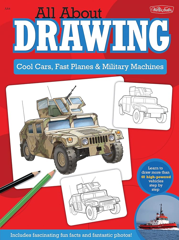 Book cover image of All About Drawing Cool Cars, Fast Planes & Military Machines