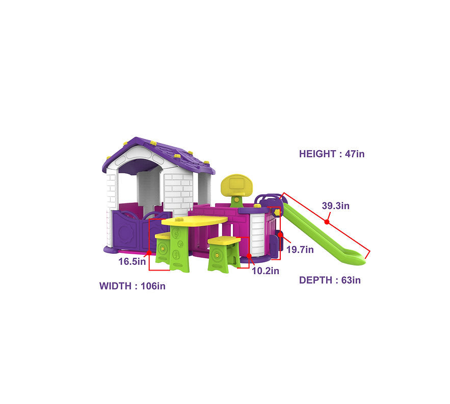 Big Indoor/Outdoor Playhouse with 3 Play Activity 2y+ Multicolored