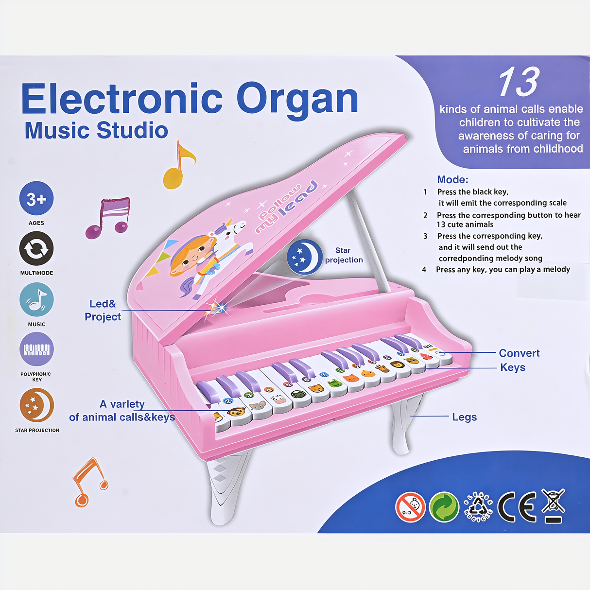 Electronic Organ Keyboard Pink