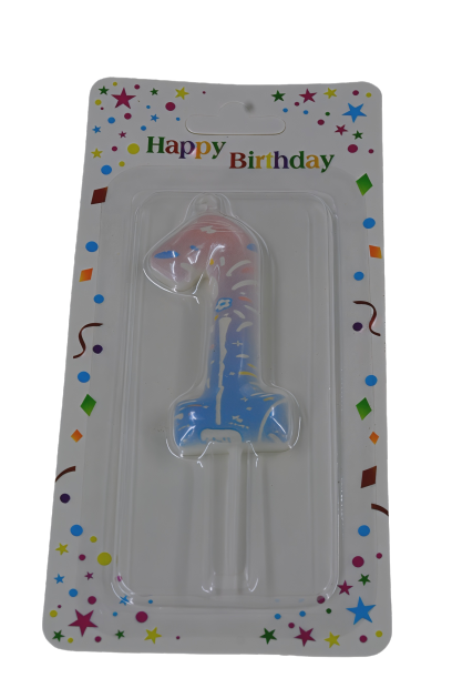 Pastel Number 1 Birthday Candle - Soft Rainbow for Baby's 1st