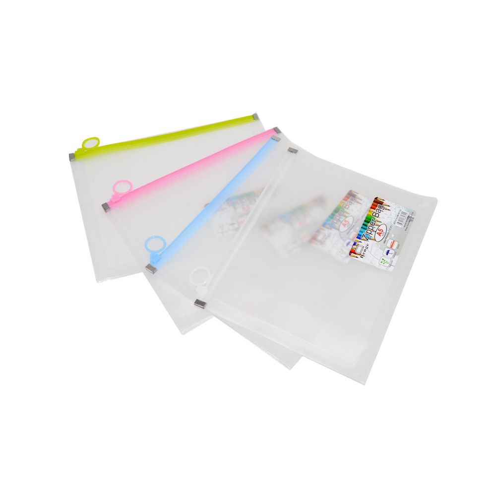 A5 Clear Zipper Bag Assorted Colors