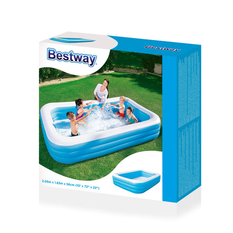 Bestway Blue Rectangular Family Pool De Luxe - 305cm x 183cm x 56cm