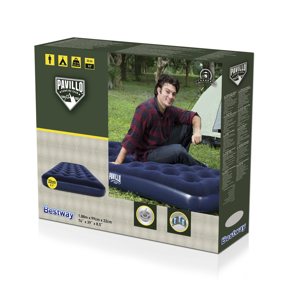 Bestway Flocked Airbed - Twin - 188 cm x 99 cm x 22 cm