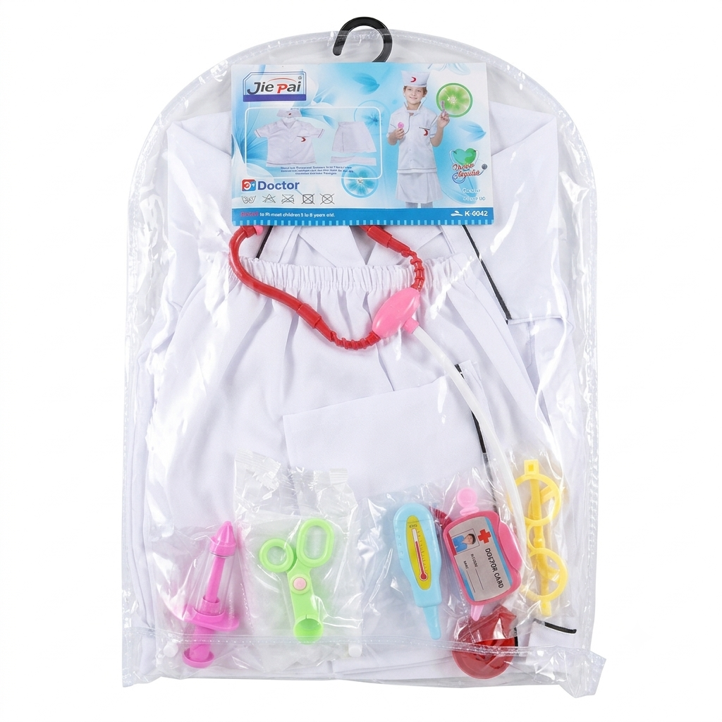 Doctor Costume for Girls Kids Dress Up Set with Accessories