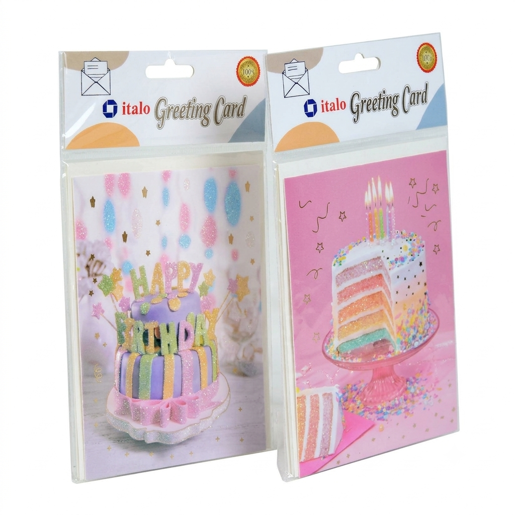 Happy Birthday Greeting Card Assorted 2 design sold as a single card with envelope