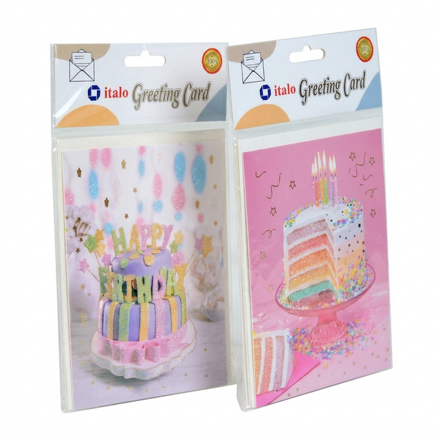 Happy Birthday Greeting Card Assorted 2 design sold as a single card with envelope
