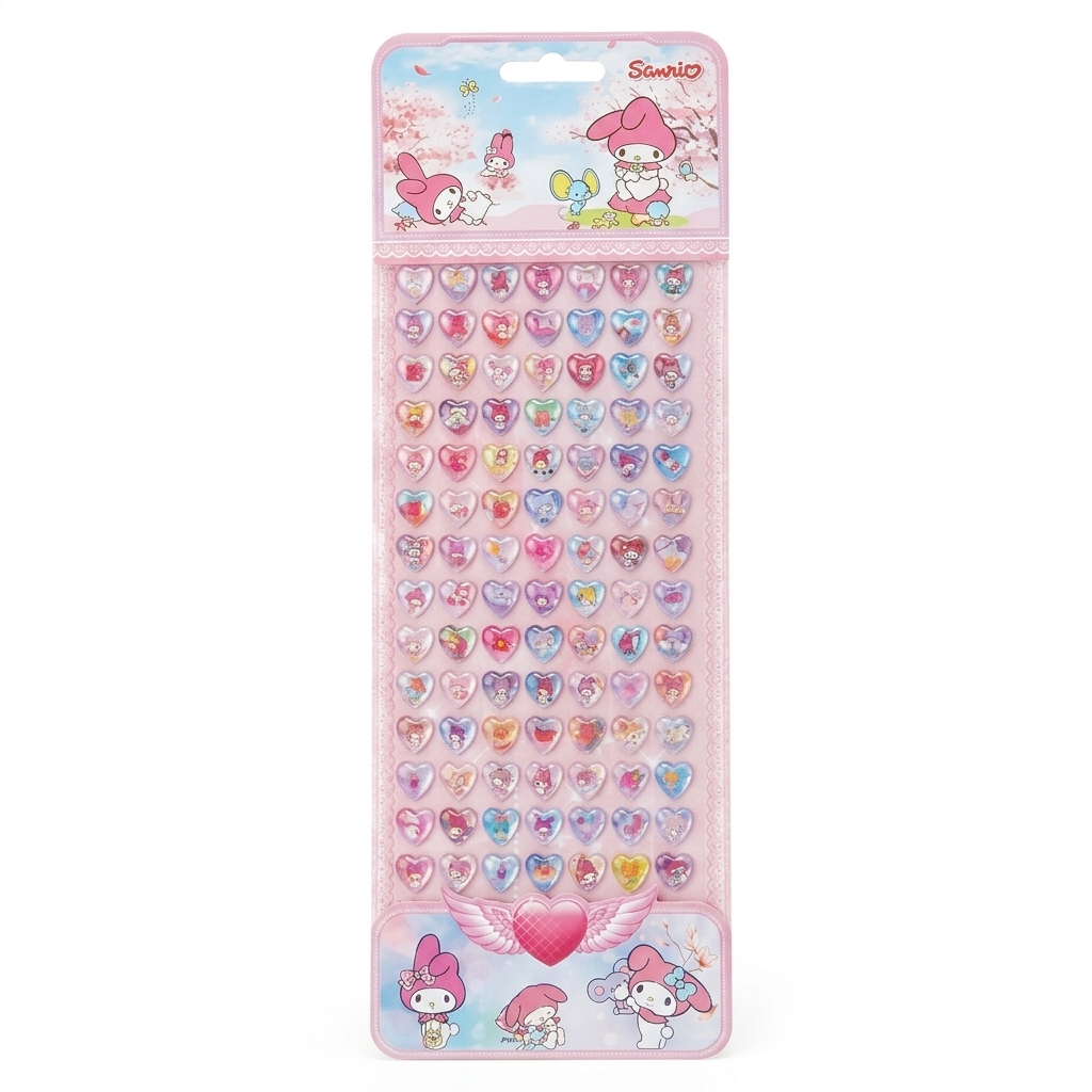 My Melody Heart 3D Puffy Stickers featuring Sanrio bunny character with raised heart-themed designs