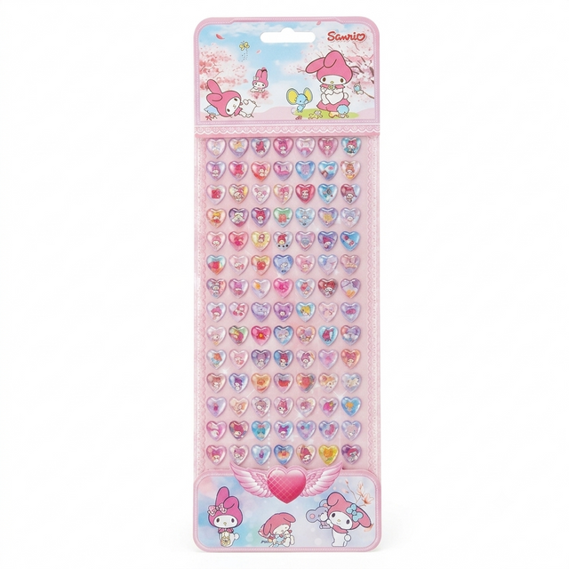 My Melody Heart 3D Puffy Stickers featuring Sanrio bunny character with raised heart-themed designs