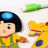 Pilot with Aeroplane Wooden Puzzle Educational Toy for Kids