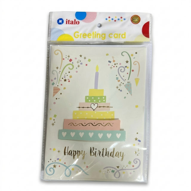 Happy Birthday Greeting Glitter Card with sparkling design and matching envelope