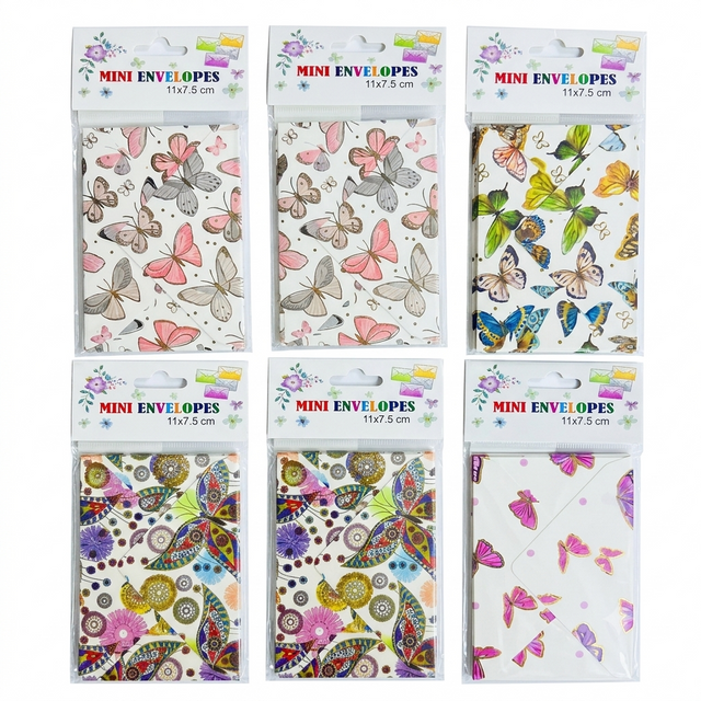 Mini Envelopes 11x7.5 cm 10 pack featuring Assorted Designs 4 for gift cards and notes