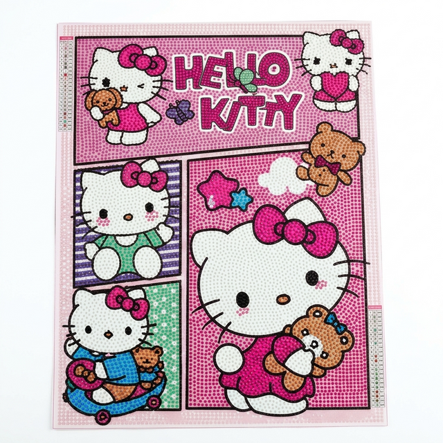 Hello Kitty Diamond Painting Set 30x40cm canvas with colorful gems for DIY Sanrio crystal art