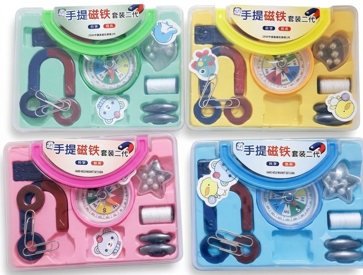 Educational Magnet Set with Compass Science Experiment Kit for Kids