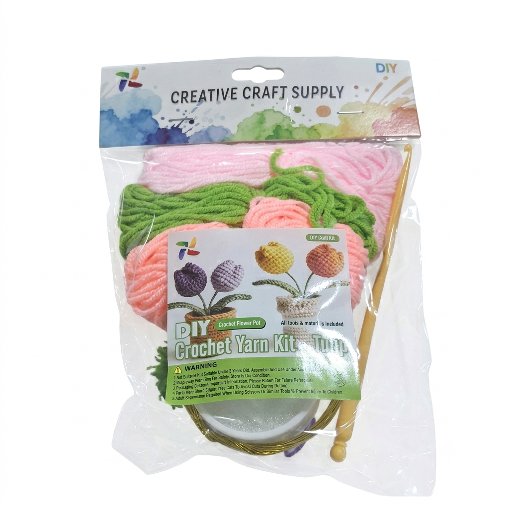 DIY Crochet Yarn Kit Tulip Set Beginner-Friendly Craft Kit