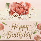 Happy Birthday Rose Flower Bouquet Pop-Up Card 3D Greeting Card with Envelope