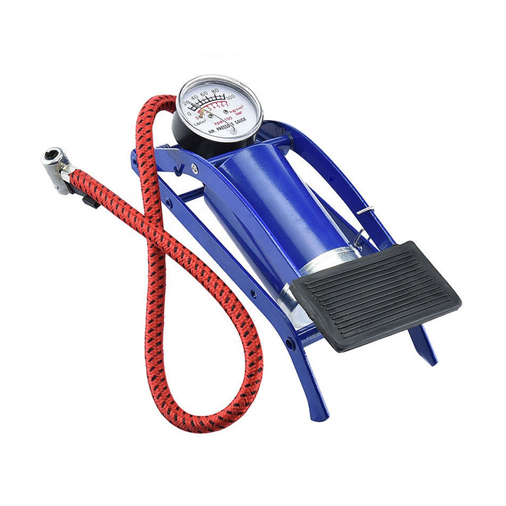 Single Cylinder Foot Pump with Pressure Gauge Portable Tire Inflator