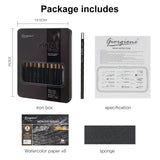 Giorgione 12-Piece Nylon Paint Brush Set with Assorted Tips & Sizes – Metal Box
