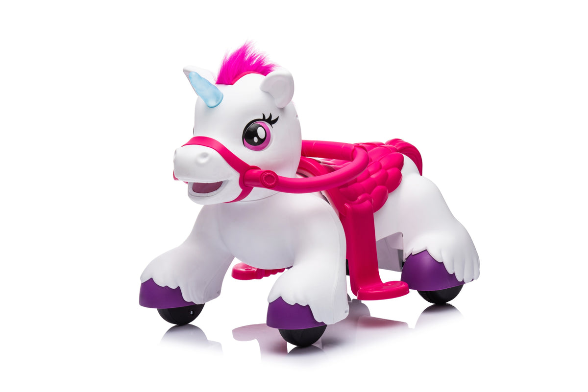 Qaba 12V Battery-Powered Ride-On Horse – White, Ages 1.5–3 Years
