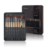 Giorgione 12-Piece Nylon Paint Brush Set with Assorted Tips & Sizes – Metal Box