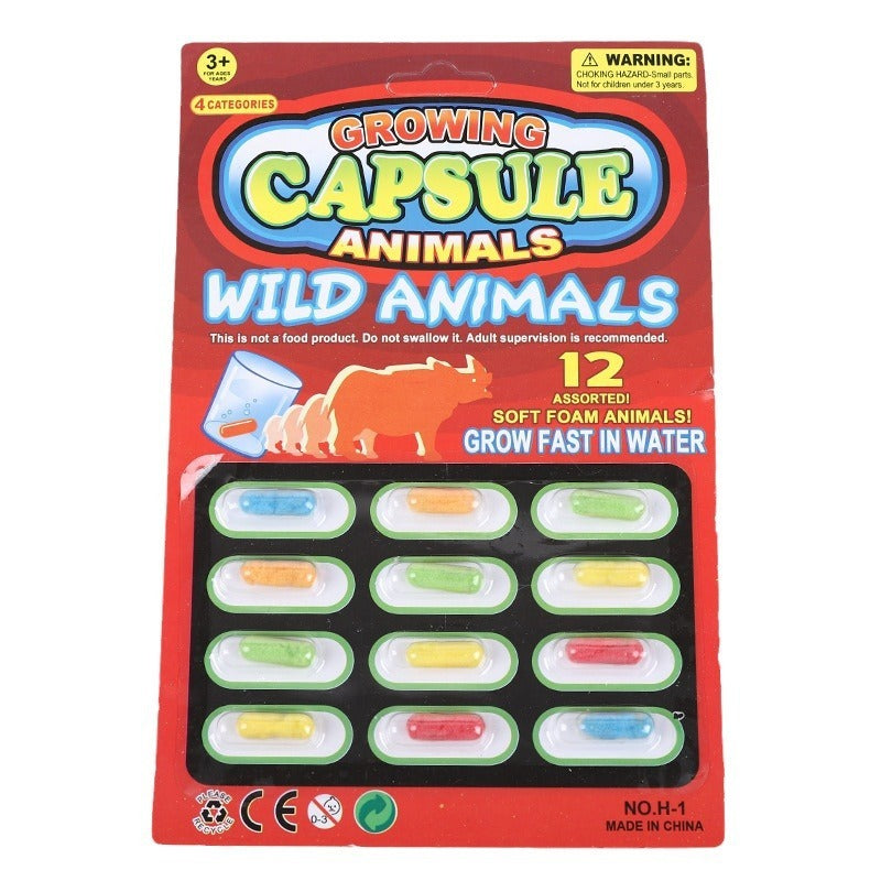 12 Pcs Magic Grow Capsules Water Growing Wild Animals Toys