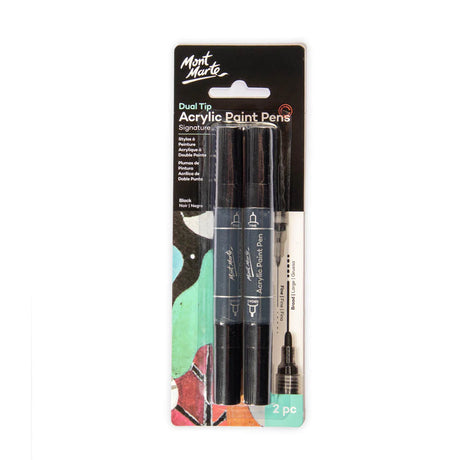 Mont Marte Dual Tip Acrylic Paint Pens Signature Black 2Pc