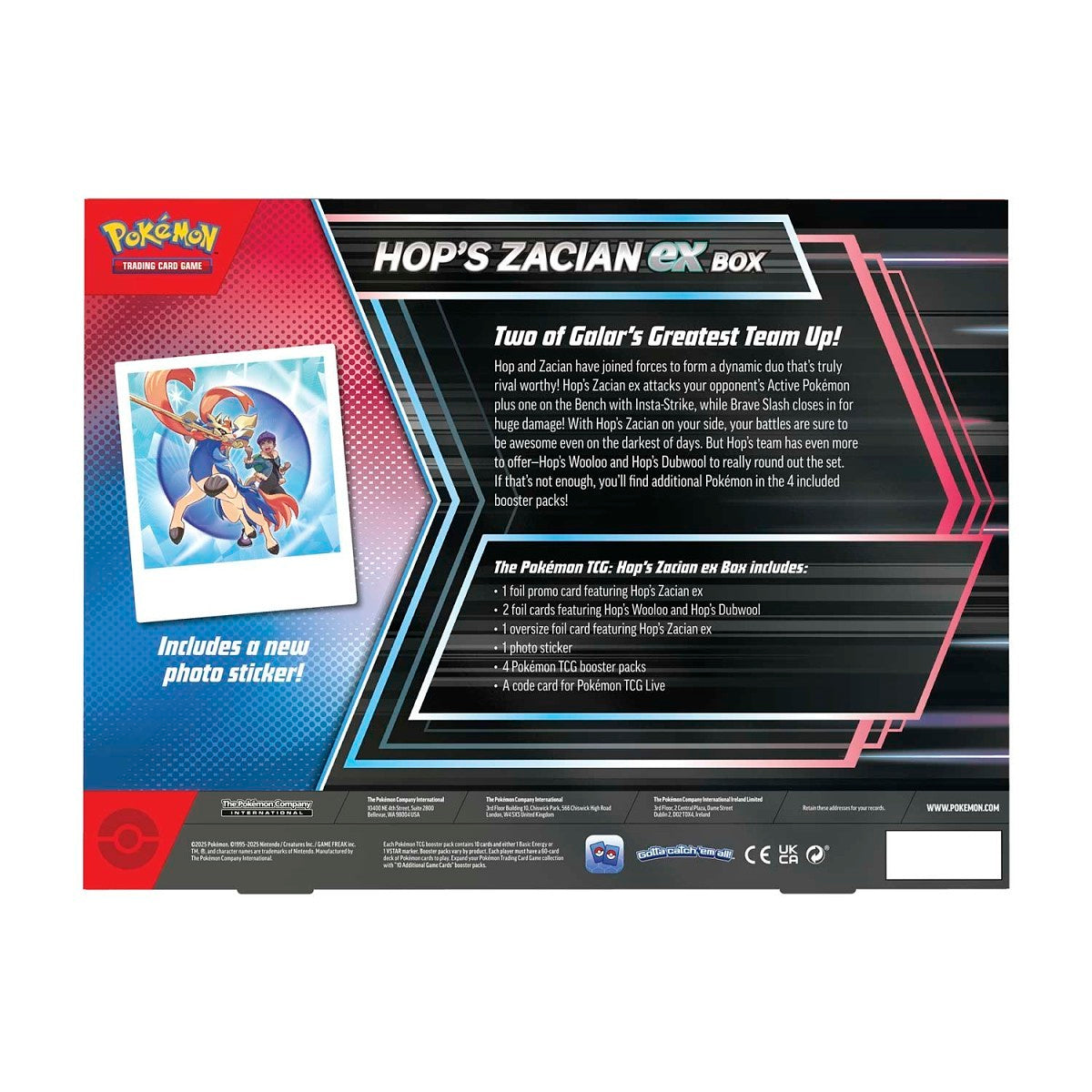 Pokemon TCG Hop's Zacian Ex Box
