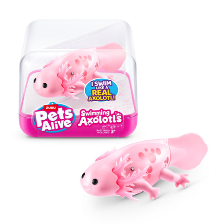 Pets Alive Swimming Axolotl - Water-Activated Robotic Pet with 5-Direction Swim and Power-Save Mode - Assorted (Pink/Teal 2-Pack)