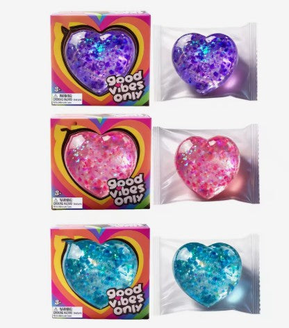 Nee Doh Good Vibes Only Groovy Hearts – Assorted Colors - (Sold As Single)