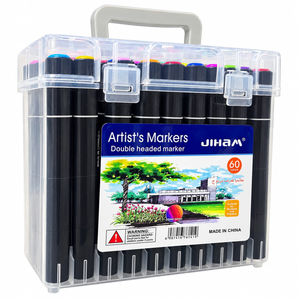 Twin Marker 60 Pcs Set with dual tips and vibrant colors for art and coloring