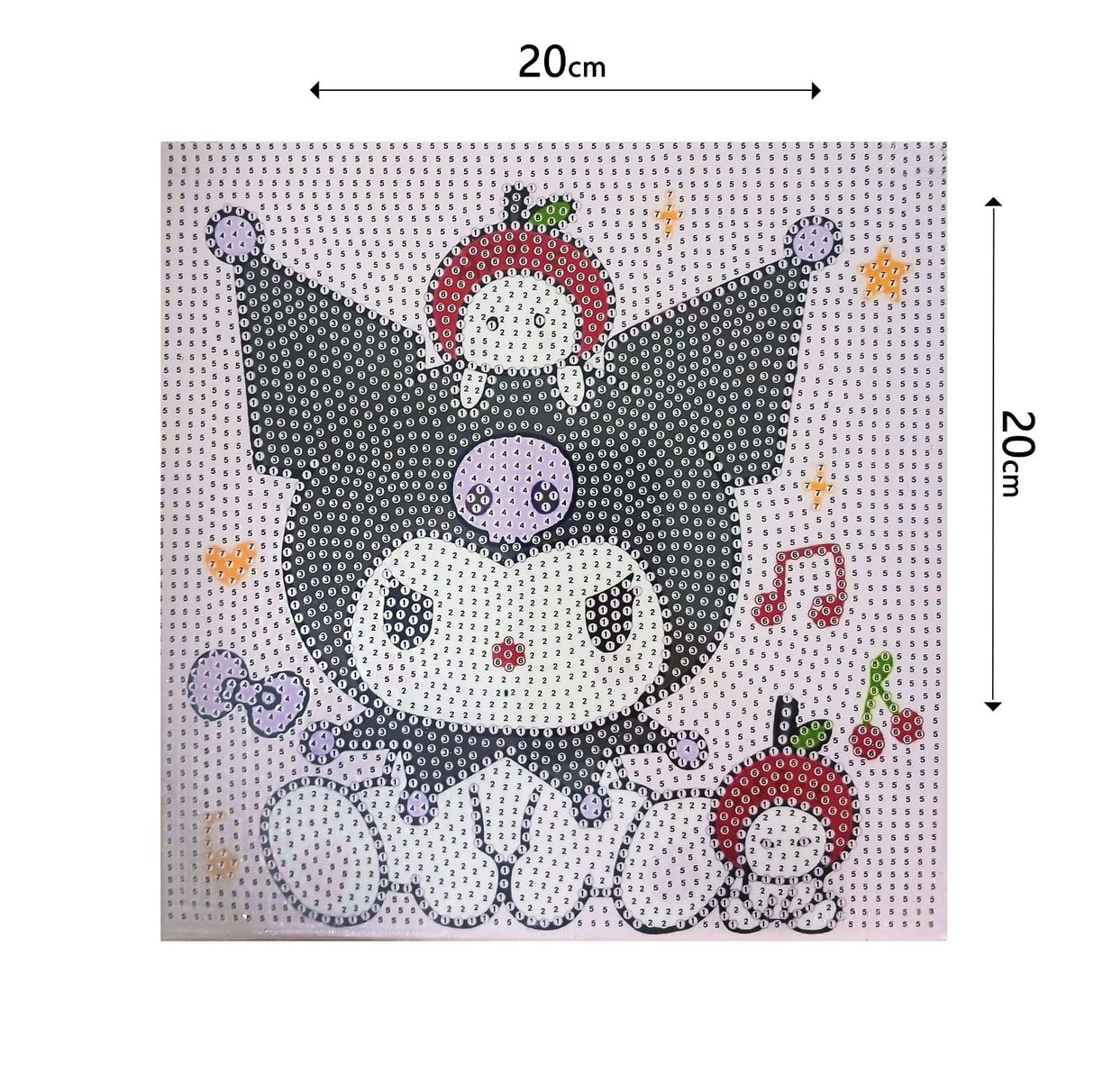 Kuromi with Strawberry Diamond Painting Kit 20 × 20 cm – DIY Crystal Art Set