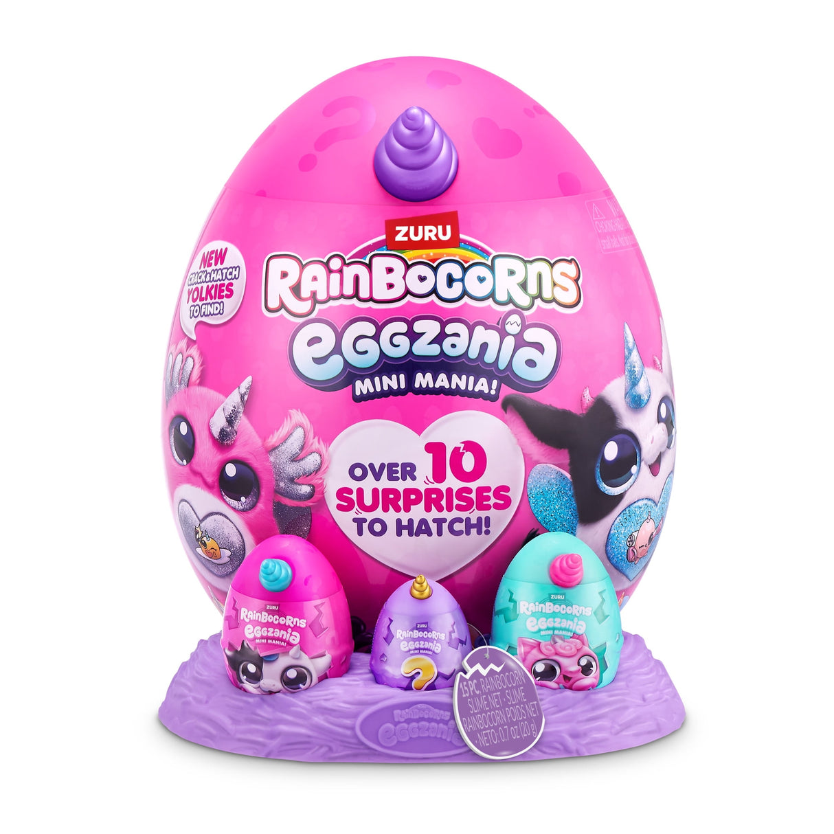 Rainbocorns Eggzania Mini Mania - Pocket-Sized Plush Egg with 10+ Surprises, Yolkies, and Bracelet Accessories - Assorted