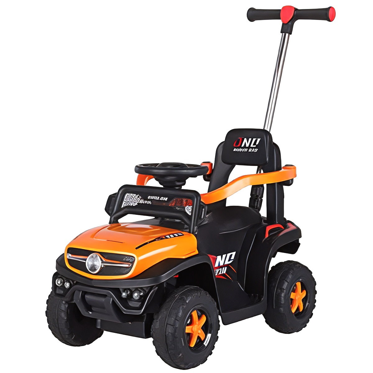 Pro Ride 3-in-1 Ride-On Artic Mini Jeep with Push Handle Orange