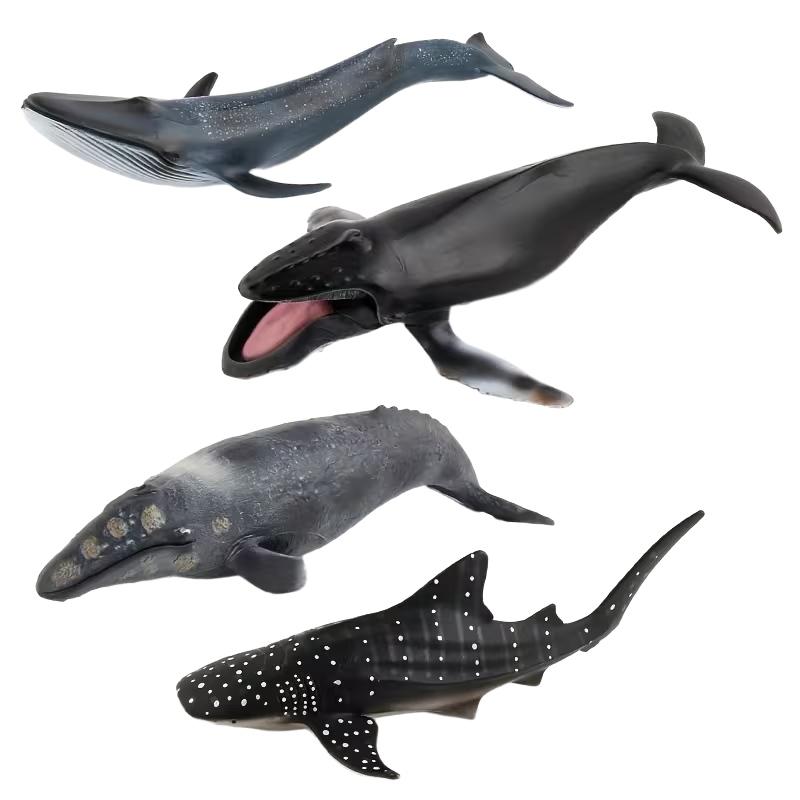 8-Piece Plastic Sea Animals Set - Whale, Shark, Dolphin Figures