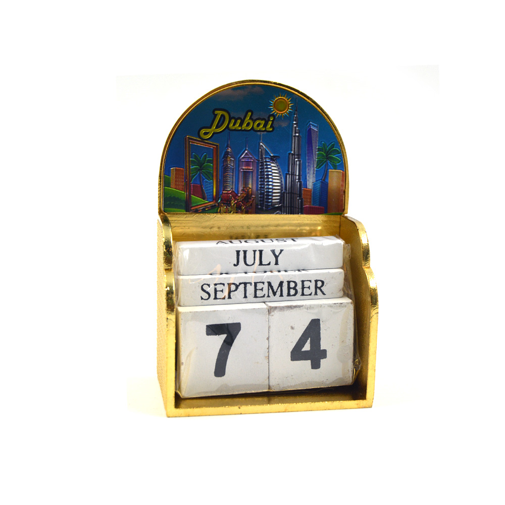 Calendar Metal with Dubai Stickers Assorted Colors