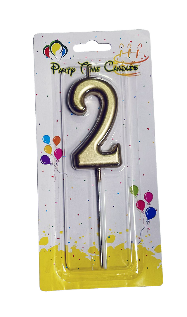 Age 2 Gold Candle Birthday Party Decoration