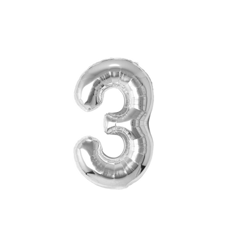 Foil Balloon Age 3 Silver 40 Inch