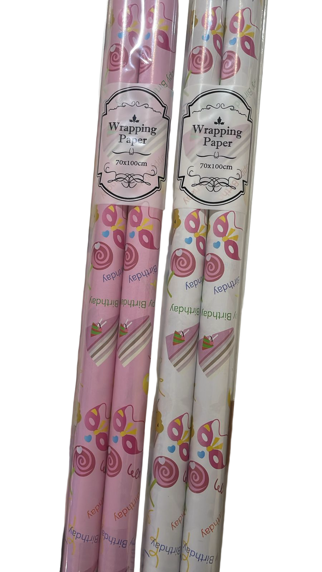 Happy Birthday Gift Wrap Rolls 2-Pack - Assorted Fun Designs